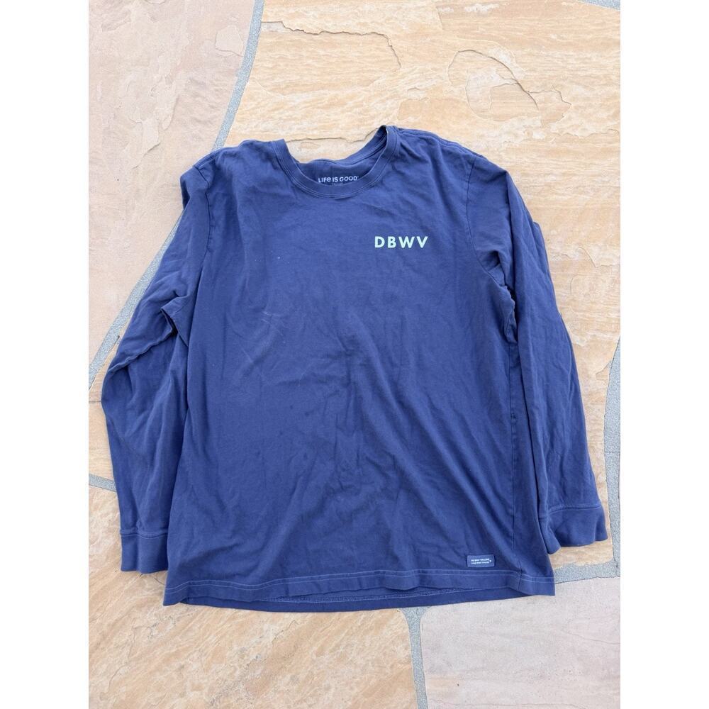 Dutch Bros Coffee Life Is Good Blue Long Sleeve T Shirt Circle Logo Men’s XL